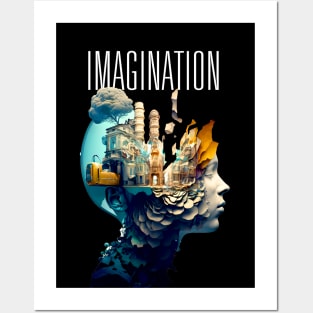 Imagination: The Dance of Imagination Where Wonders Are Born on a Dark Background Posters and Art